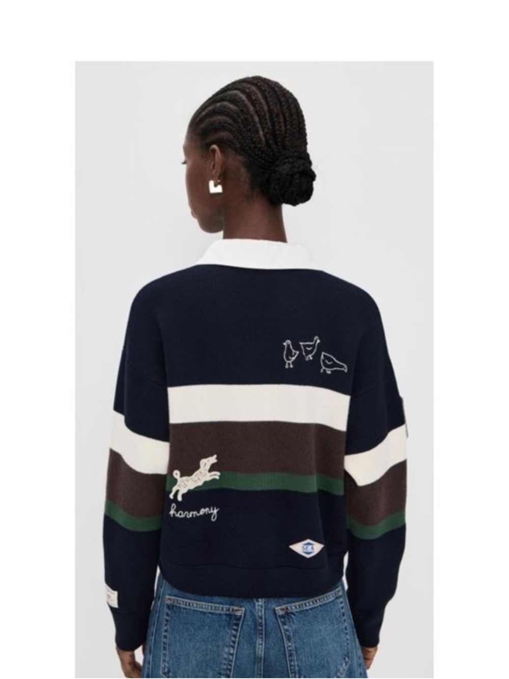Sea New York Navy, White, Brown & Green Striped Rugby Sweatshirt - Picture 2 of 16